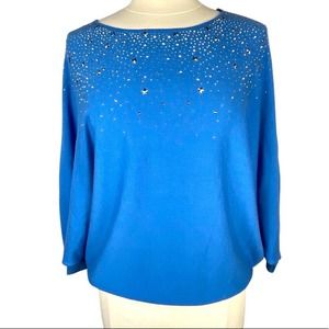 Milano Shiny Stars and Studded Dolman Sweater Regatta Blue
